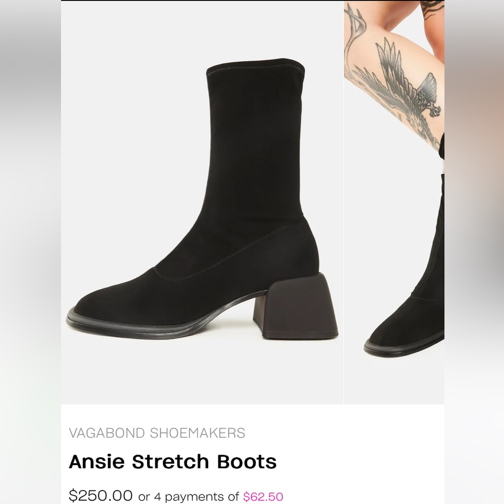 NWT VAGABOND SHOEMAKERS Ansie Stretch Boots vegan flared block heel round toe 40 - Picture 5 of 17